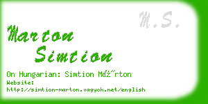 marton simtion business card